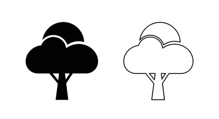 Stylized Black and White Tree Icons Representing Nature and Ecology Concepts © Shin