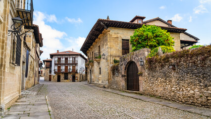 Main entrance to the pretty village of Santillana del Mar, one of the most beautiful in Spain, Cantabria.