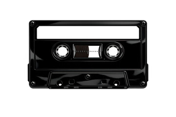 Obraz premium Black compact cassette tape presenting retro audio music and vintage sound technology, isolated on transparent background