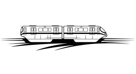 Modern Monorail Train Traveling on Tracks. © aabid