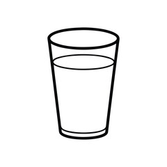 Simple line art drawing of a glass of water isolated on white background