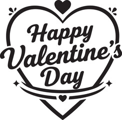 Premium Valentine's Day Graphic Megapack Extensive Black and White Collection Featuring Elegant Cursive Script, Modern Geometric Badges, Humorous Cupid Mascots, and Decorative Heart-Shaped Frames