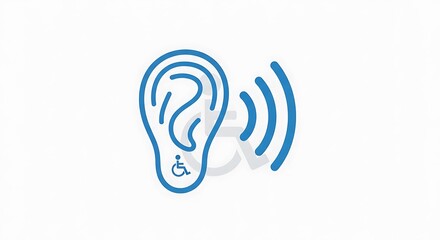 Accessibility Audio Icon: Ear Outline with Digital Sound Wave Symbol
Medical Hearing Aid Interface Icon for Audiology and Sound Apps