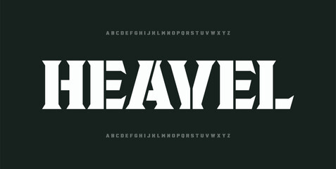HEAVEL font design: A clean, bold typeface showcases a modern, eye-catching font, with a solid weight and balanced aesthetic for a range of design applications