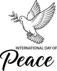 Obraz premium International Day of Peace Dove with Olive Branch Vector Illustration