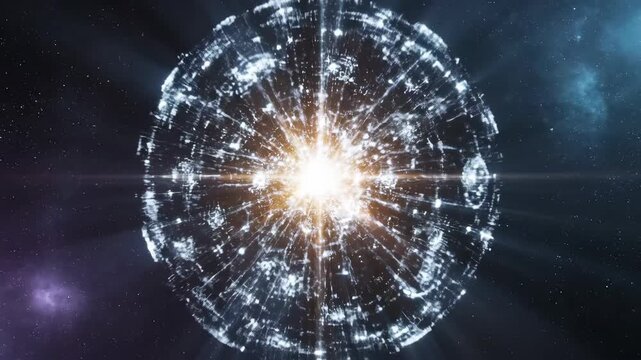 Abstract Digital Universe with Bright Light at the Center