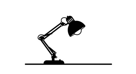 Silhouette of a classic adjustable desk lamp on a white background.