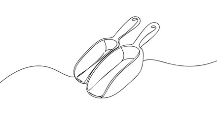 Fototapeta premium Two elegant continuous line art scoops are beautifully rendered with a minimalist black outline, showcasing a simple and modern aesthetic