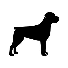 black silhouette of a dog on white background