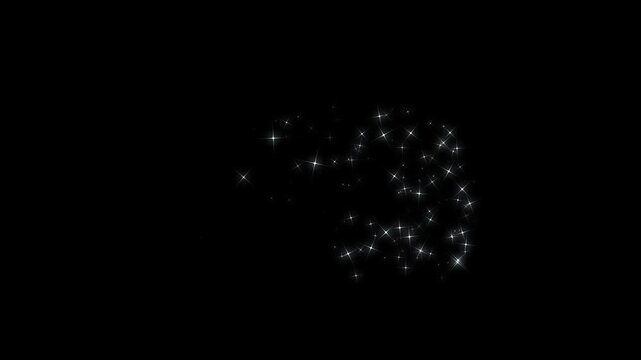 Glowing glitter trail animation, 2d glitter star sparkle animation, magic line dust, pixie dust path, twinkling magic dust, fairy sparkle stars, shimmer particles motion on black background. 4k