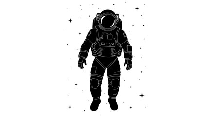 Silhouette of an astronaut floating in space with stars. © abdul
