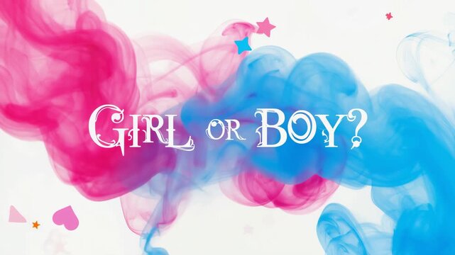 Girl or Boy Gender Reveal Pink and Blue Smoke Background