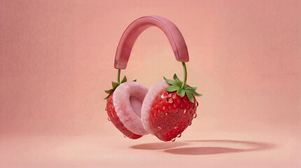Creative Valentine Headphones on Pastel Background