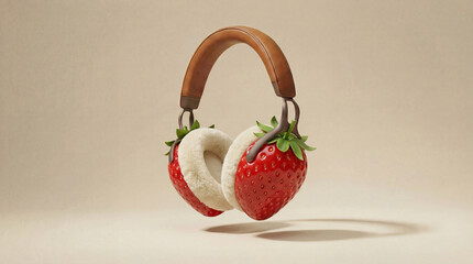 Creative Valentine Headphones on Pastel Background