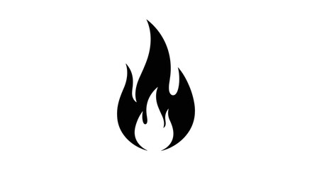 Simple Black Flame Icon Graphic Element.