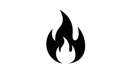 Simple Black Flame Icon on White Background 1.
