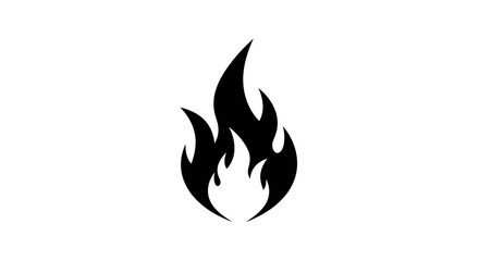 Simple Black Flame Icon Silhouette.