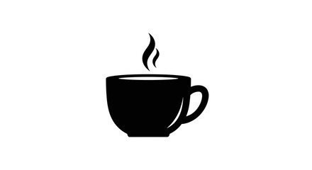 Obraz premium Simple Black Silhouette of a Steaming Coffee Cup 2.