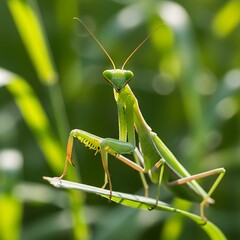 Praying Mantis on Grass.