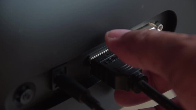 Yogyakarta, Indonesia July 25, 2025 - Unplug the HDMI cable from the monitor.