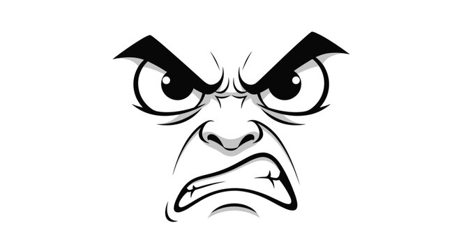 Intense close-up of an angry cartoon face with furrowed brows and bared teeth expressing rage and frustration.