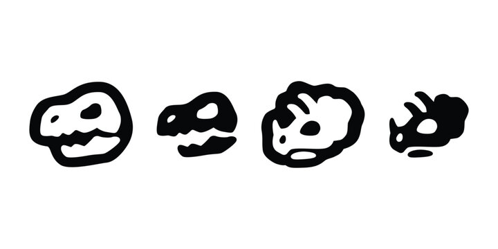 dinosaur vector icon triceratops horridus fossil skull cartoon character doodle illustration logo isolated design