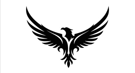 Obraz premium Stylized Black Phoenix Bird Emblem with Spread Wings.