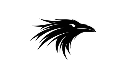 Obraz premium Stylized Black Raven Head Silhouette with Fierce Gaze.