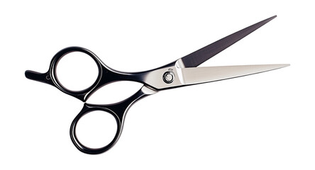 Metal scissors silver sharp blades isolated on a transparent background