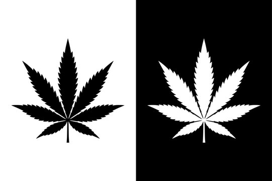 Cannabis Weed Leaf Outline. Simple Solid Vector Icon Isolated on Background