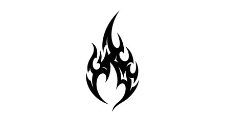 Tribal Flame Tattoo Design Black Silhouette 1.