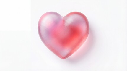 Fototapeta premium Glowing Pink Translucent Glass Heart on White