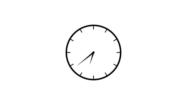 Simple black analog clock face with black hands indicating approximately 10:50 against a plain white background with no discernible texture or additional emphasizing clarity and a clean