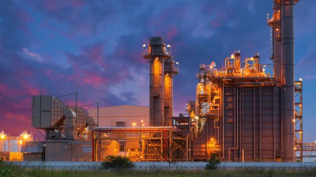 Petroleum industrial With Moving Cloud background.  Crude oil production from the ground. petroleum refinery Concept.