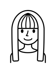 ベクターイラスト素材：笑顔の若い女性アイコン