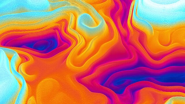 Abstract 3D wave background seamless loop. Colorful particle effects. Fractal turbulence. Digital animation.
