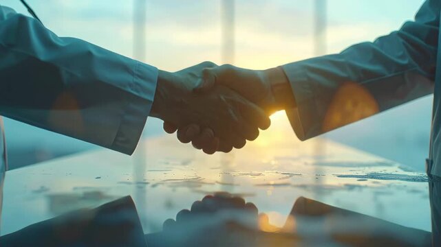 Healthcare Agreement: Two medical professional handshaking. In a moment of mutual understanding, they seal a commitment to collaboration, symbolizing the strength of cooperation and care.