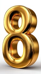 Luxury 3D Golden Number Eight with Hammered Metallic Texture