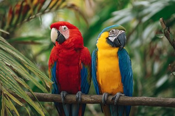two parrots on a branch