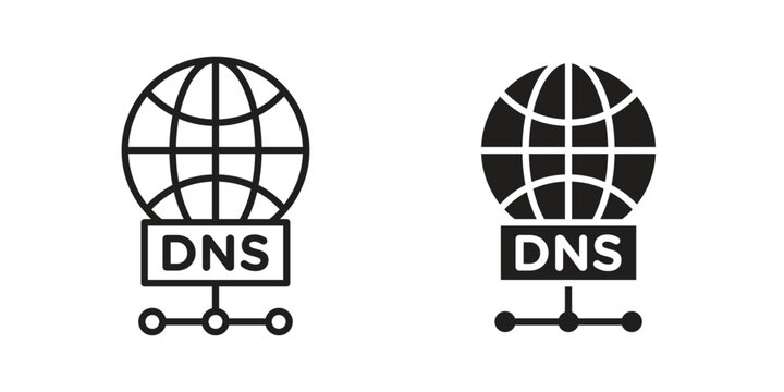 DNS icons in simple black style symbol sign for apps and website