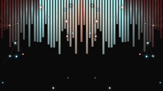 Abstract Futuristic Digital Sound Waves Visualizer with Glowing Particles and Geometric Lines