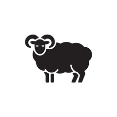 Obraz premium Minimalist black ram silhouette icon isolated on white background.