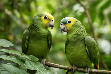 two parrots on a branch