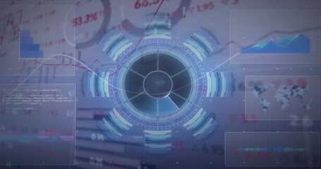 Displaying central circular HUD occupying center of on-screen dashboard, showing radial indicators