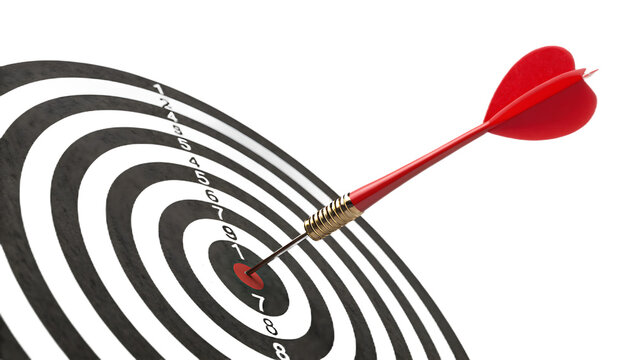 Dart hits the bullseye on a dartboard with precision and accuracy