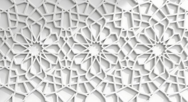 White Islamic geometric pattern texture relief