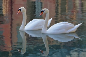 two swans on the lake