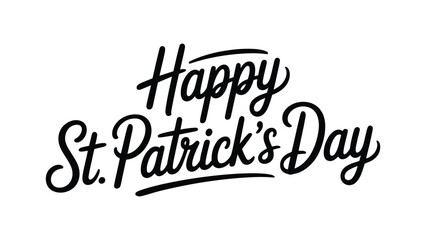 Happy St Patricks Day hand lettering typography on white background celebrating irish holiday luck joy positivity and festive spring spirit © Zavivec