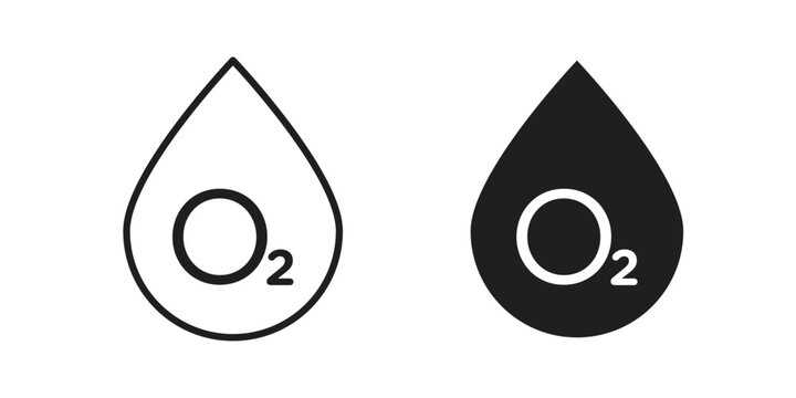Oxygen O2 icons in simple black style symbol sign for apps and website