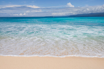 Turquoise tropical beach landscape at Labuhan Jukung Beach, Krui, Lampung